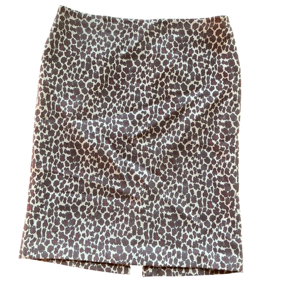 Talbots Leopard Print‎ Pencil Skirt Women's Size 14 Zipper Back Lined